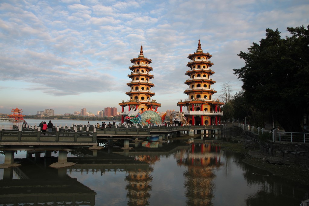 Dragon and Tiger pagodas at the Lotus Pond in Kaohsiung.